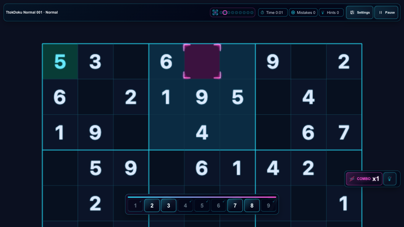 TtokDoku combo feedback during play
